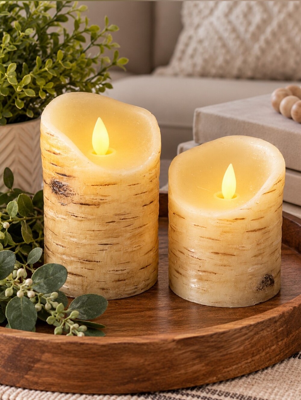 Rustic Birch LED Flameless Candles
